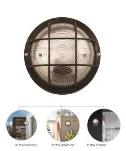 APPLIQUE NERA TONDA IN PLASTICA E VETRO E27, 60W